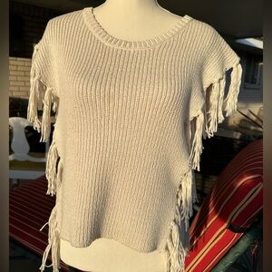 Cupcakes & Cashmere Cream Fringe Sweater